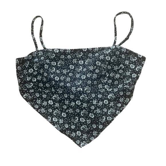 Sky & Sparrow Bandana Tie Back Top Womens Size Medium Black Floral Straps Y2K - Picture 1 of 5